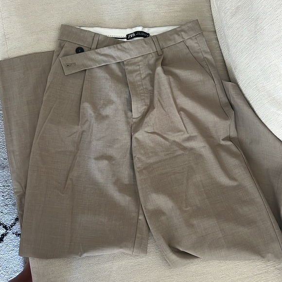 ZARA FULL LENGTH ASYMMETRICAL WAIST PANTS NEW - Picture 6 of 6